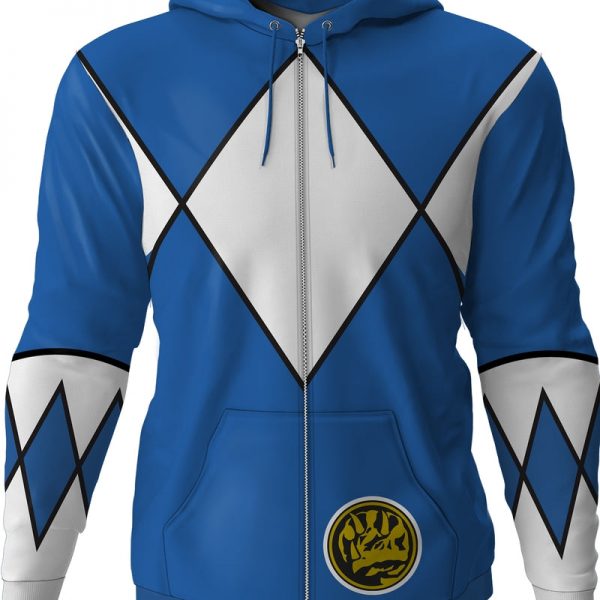 Blue Ranger Mighty Morphin Power Rangers Costume Hoodie 90S3003 Small Official 90soutfit Merch
