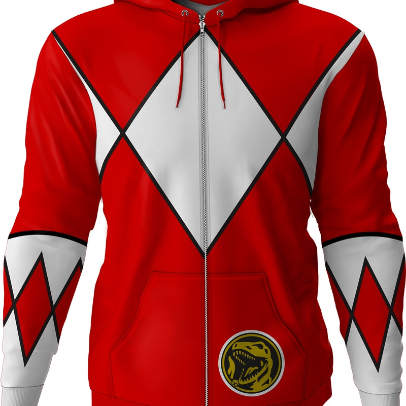 Red Ranger Mighty Morphin Power Rangers Costume Hoodie Official Merch ...