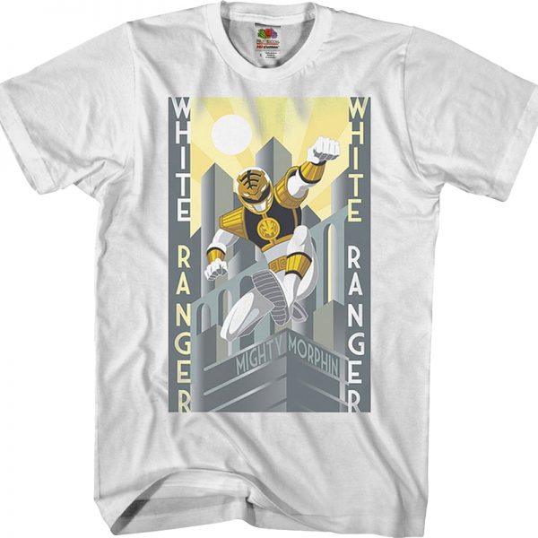 White Ranger Mighty Morphin Power Rangers T-Shirt 90S3003 Small Official 90soutfit Merch