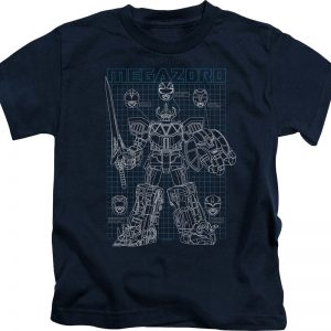 Youth Schematic Megazord Mighty Morphin Power Rangers Shirt 90S3003 2T Official 90soutfit Merch