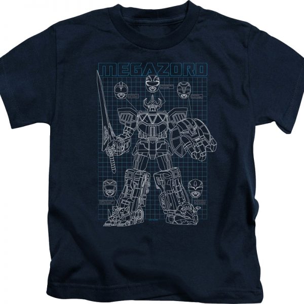 Youth Schematic Megazord Mighty Morphin Power Rangers Shirt 90S3003 2T Official 90soutfit Merch