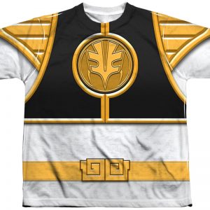 Youth White Ranger Sublimation Costume Shirt 90S3003 Small Official 90soutfit Merch
